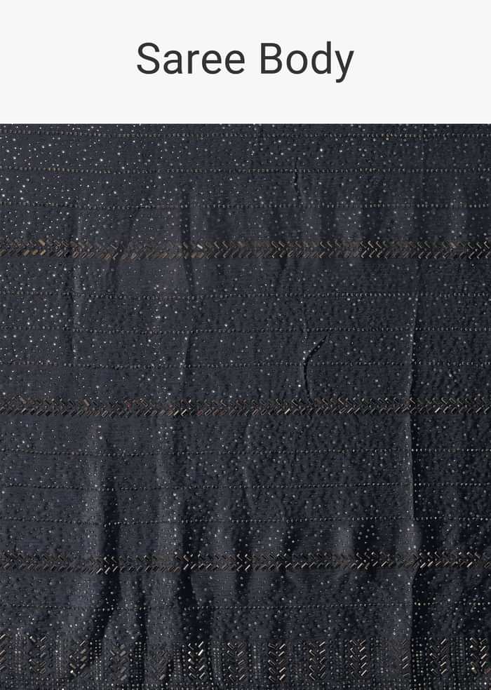 Elegant Grey Satin Saree With An Unstitched Blouse Fabric