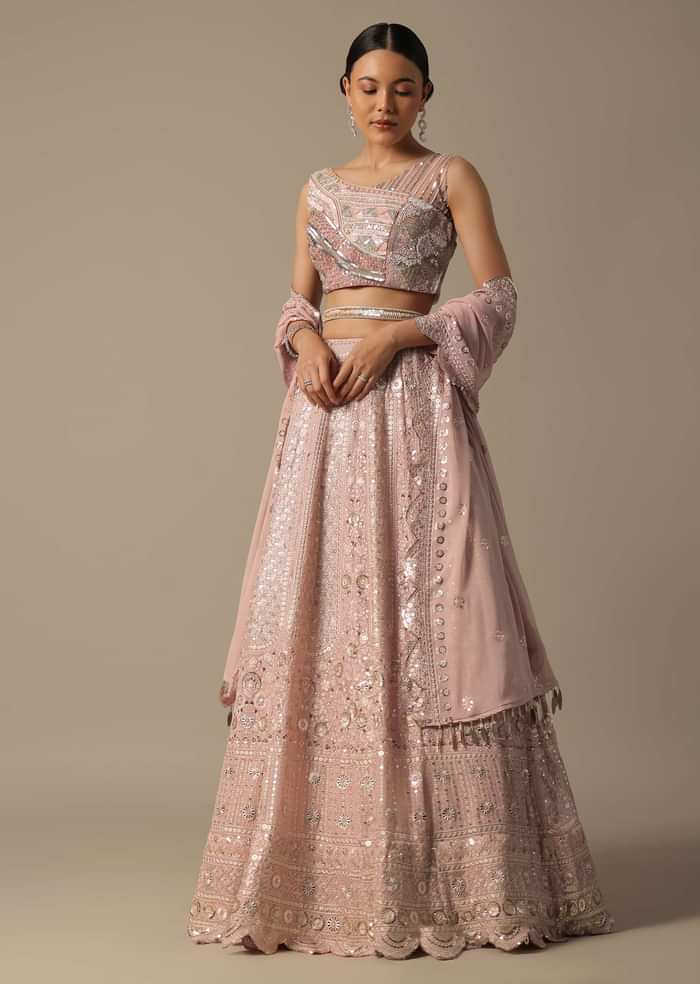 Pink Lehenga Set With Sequin Work