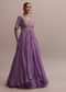 Lavender Purple Sequin Embroidered Front Long Slit Indowestern Set With Lehenga