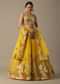 Yellow Organza Lehenga Set With 3D Floral Embroidery