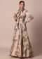 Peach Crepe Printed Indo Gown With Embroidered Sleeves