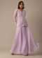 Purple Fusion Palazzo Set With Peplum Top And Belt