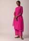 Pink Embroidered Palazzo Set With Kurta In Cotton-