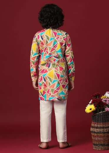Vibrant Multi-Printed Cotton Kurta Set for Boys