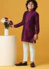 Classic Red Silk Kurta Set For Boys