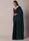 Navy Blue Satin Saree With Swarovski And Unstitched Blouse Piece