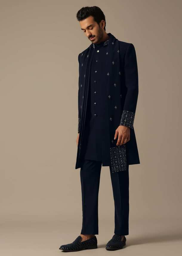 Elegant Blue Indowestern Set For Men