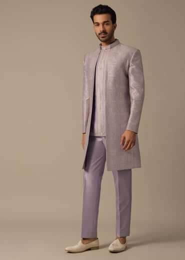 Purple Indowestern With Intricate Zari Embroidery