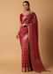 Red Banarasi Georgette Saree With Bandhani Weave And Unstitched Blouse Piece