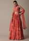 Elegant Red Printed Lehenga Set With Mirror Work