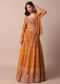 Mustard Yellow Embroidered Choli With Printed Jacket And Lehenga