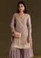Lavender Tissue Zardosi Embroidered Kurta Set With Organza Dupatta