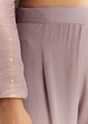 Lavender Tissue Zardosi Embroidered Kurta Set With Organza Dupatta