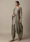 Silver Grey Cotton Silk Thread Work Kurti Pant Set