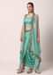 Blue Silk Dhoti Set With Organza Jacket