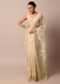 Beige Organza Silk Saree With Appliqué Work And Unstitched Blouse Fabric