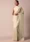 Beige Soft Organza Saree With Floral Work And Unstitched Blouse Piece