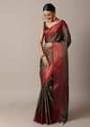 Black And Gold Banarasi Tunchui Silk Saree With Unstitched Blouse Piece