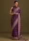 Purple Embroidered Saree With Zardosi And Cutdana Work