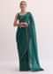 Peacock Green Chiffon Saree In Cutdana Embroidery With Unstitched Blouse