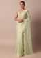 Green Chikankari Saree In Organza Silk With Resham Floral Jaal And Unstitched Blouse Fabric