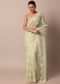 Pista Green Organza Silk Chikankari Saree With Floral Thread Jaal Work And Unstitched Blouse Fabric