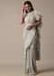 Elegant Grey Ready Pleated Saree With Stitched Blouse