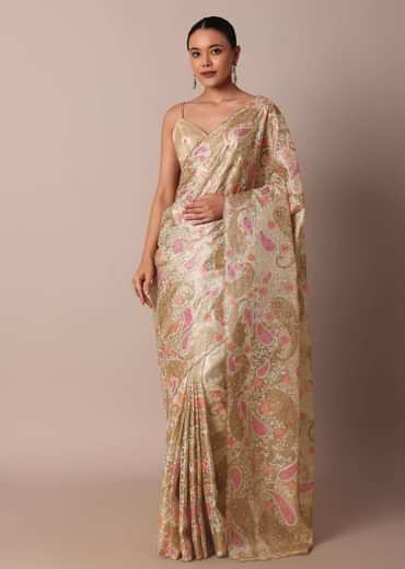 Gold Chanderi Silk Saree With Intricate Zari Embellishments