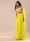 Citrus Green Draped Skirt With Embroidered Blouse And Cape