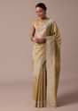 Beige Tussar Saree With Unstitched Blouse