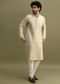 Men Festive Brown Silk Kurta Set With Pintuck Detailing