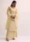 Pale Yellow Palazzo Set With Patchwork Kurta Stitched Dress Material