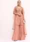 Peach Embroidered Kurta Sharara Set
