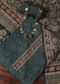Prussian Blue Kalamkari Printed With Katha Embroidery Silk Unstitched Dress Material