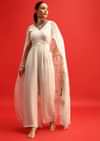 White Embroidered Georgette Jumpsuit
