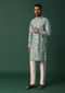 Green Cotton Silk Kurta Set With Intricate Thread Work