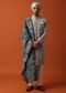 Grey Neckline Embroidered Sherwani Set With Pashmina Dupatta
