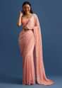 Pink Ombre Georgette Saree In Sequin With Unstitched Blouse