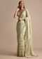 Pista Green Embroidered Georgette Saree With Unstitched Blouse