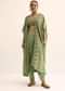 Green Embroidered Silk Croptop With Jacket And Dhoti Set