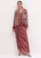 Dusky Pink Satin Skirt And Top With Embroidered Jacket