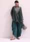 Teal Green Croptop And Dhoti With Embroidered Cape