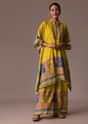 Yellow Silk Kaftan Sequin Work Co Ord Set