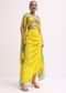 Yellow Printed Satin Crop Top And Skirt Set