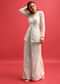 White Net Kurta Palazzo Set In Sequin Work