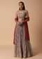 Grey And Red Floral Lehenga With Embroidered Choli And Dupatta