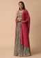 Pista Green Printed Lehenga With Embroidered Choli And Dupatta