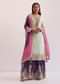 White And Purple Palazzo Set With Pink Dupatta