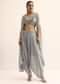 Grey Crop Top With Dhoti And Jacket