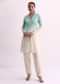 Ice Blue White Two Toned Embroidered Kurti Pant Set